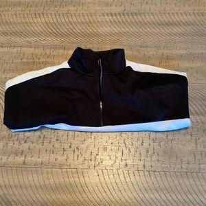 Cropped Mock Neck Zip Up Sweater